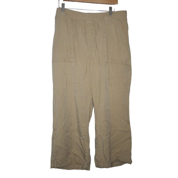 St John's Bay Pants - St Johns Bay Womens Beige Cropped Pants Pull On High Rise Elastic Waist Size 2XL